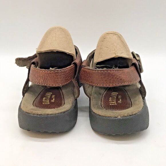 Eastland Brown Leather Ankle Strap Sandals Women's 7.5 Double Buckle Shoes - Picture 4 of 11